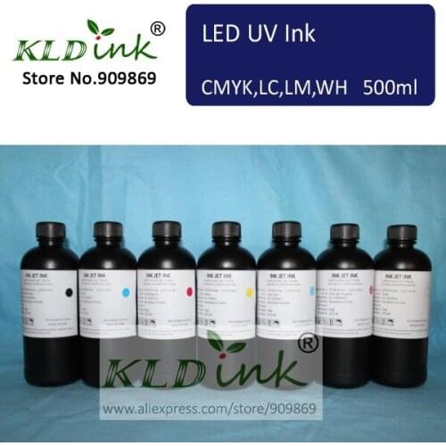 [ KLD Ink ] Compatible LED UV Ink for inkjet UV flatbed printer with DX5 DX6 DX7 printhead ( 7 pieces X 500ml )