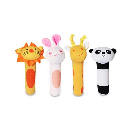 Baby Rattles Toys Colorful Animal Bell Soft Sensory Rattles Toys Cute Stuffed Hand Puppet Soothing Toys for Boys Girls