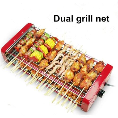 Double electric grill household electric ovens smokeless indoor Barbecue grill stainless steel skewer machine HA202