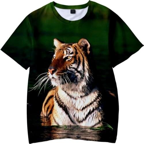 Summer new mens T-shirt oversized loose clothes retro short-sleeved fashion tiger print O-neck mens T-shirt