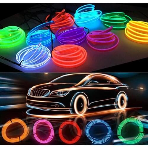 5m Luminous LED USB Car Auto Flexible Interior Decor Wire Cable Strip Light Lamp Yellow Green Dance Party Flexible Strip Light
