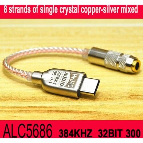 TypeC To 3.5mm ALC5686 chip HiFi Portable Digital Audio HIFI Decoding Amp DAC Sound Card Adapter Cable For huawei mate30 P30
