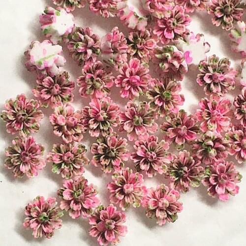 100Pcs 12*13mm rose*green Resin Flowers Decorations Crafts Flatback Cabochon For Scrapbooking Diy Accessories