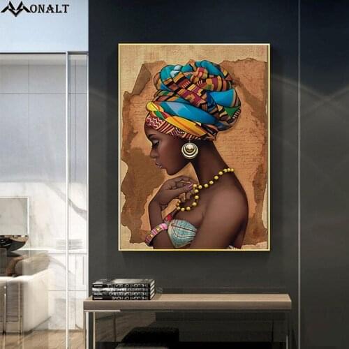Canvas Painting wall art African woman wearing headscarf Posters Hoom Decor living room Aisle Modern art Oil Painting
