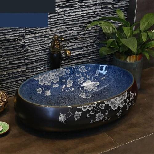 Ceramic Art Basin sink bowl Washbasin European Simple Toilet Marble oval ceramic Wash basin bathroom sink