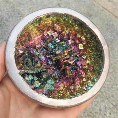 Beautiful Mineral Specimen Bismuth Bowl Crystal Iridescent Minerals Rocks Home furnishing articles 1pcs