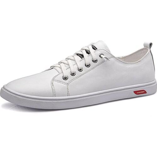 Genuine Leather Shoes Mens White Sneakers Spring Autumn Lightweight Men Casual Breathable Non-Slip Soft All-Match Mens Shoes
