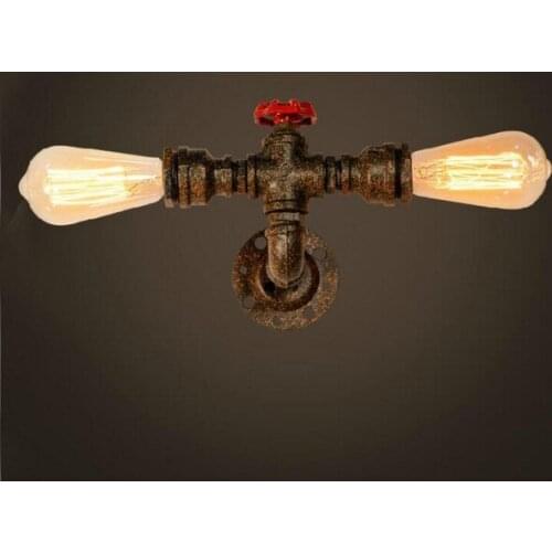 Loft Style Metal Double Water Pipe Lamp Industrial Vintage Wall Light For Home Bedside Edison Wall Sconce Lampara Pared