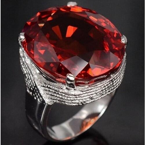 Fashion Trendy Big Egg Shaped Ring Opening Cuff Hand Red Color Rings Index Finger Jewelry Ring