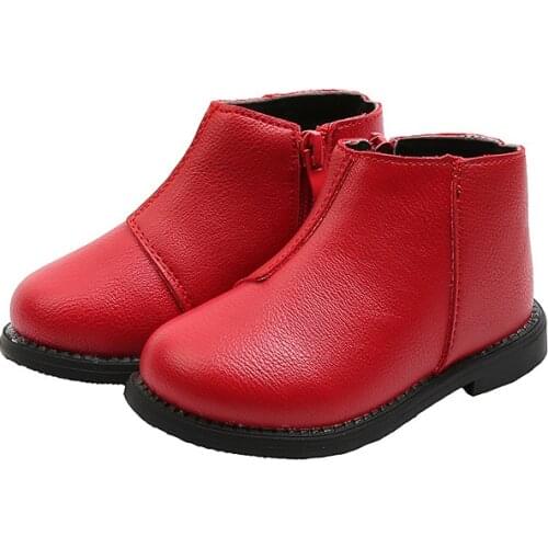 Fashion Girls Boots Unisex Childrens Martin Boots Kids Casual Leather Shoes For Autumn Winter 2 3 4 5 6 7 8 9 10-12T Black Red