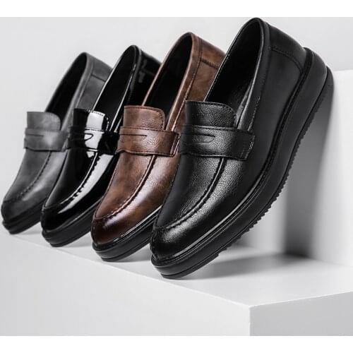 Yomior Korean Fashion Dress Shoes PointedToe Split Leather Men Casual Formal Vintage Loafers Business Wedding Oxfords Breathable