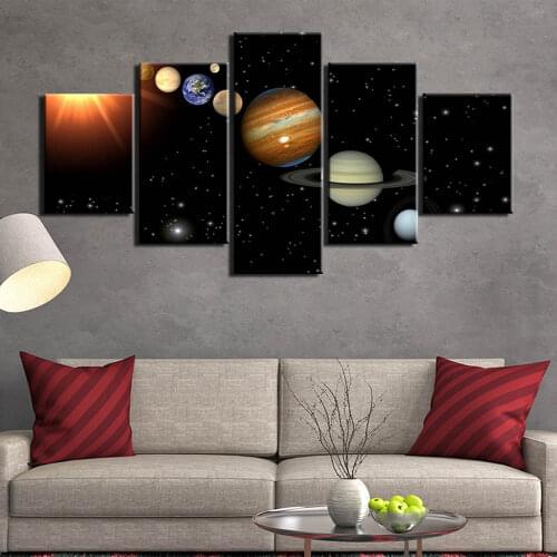 Modular HD 5 panels Galaxy space universe home decor wall art canvas painting picture for living room posters and prints artwork