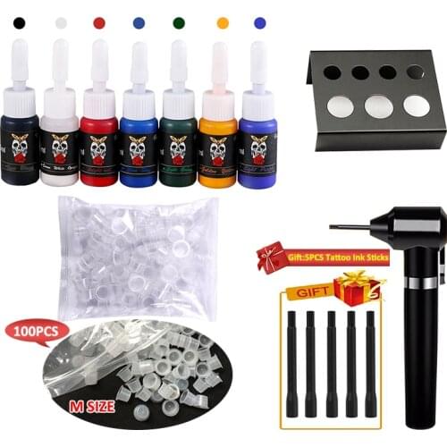 Tattoo Ink Set 5ml 7 Color Semi Permanent Makeup Natural Plant Pigment Makeup Profession Tattoos Ink Pigment for Body Art Paint