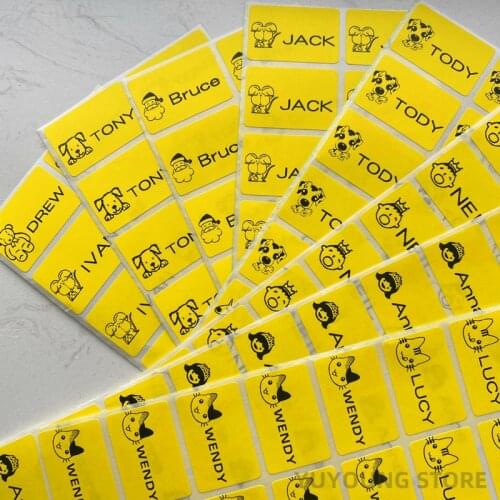 60pcs 30x20mm yellow colorful Personalized Name Tag Stickers Office kids School Stationery Personal Craft Waterproof label paper