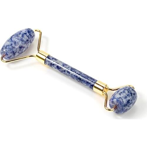 Natural Facial Massage Roller Double Heads Jade Blue Dot Stone Face Lifting Body Slimming Neck Thin Skin Care Massage Tools