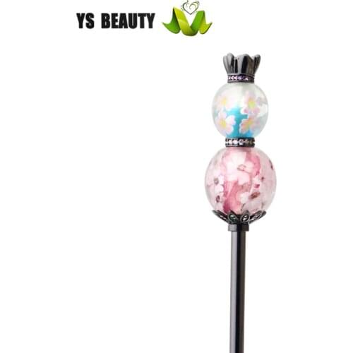 New cherry blossom glass double hairpin Japanese kimono hairpin Zanzi China glass beads manufacturers direct sales