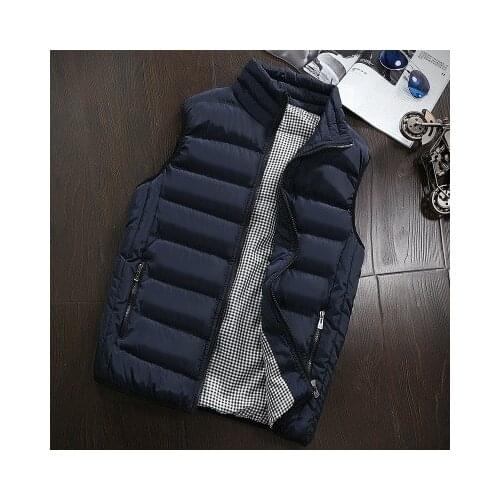 2021 Autumn Winter New Men Cotton Vest Jacket Solid Color Sleeveless Down Waistcoat Jacket Male Casual Vest Coat Plus Size 5XL