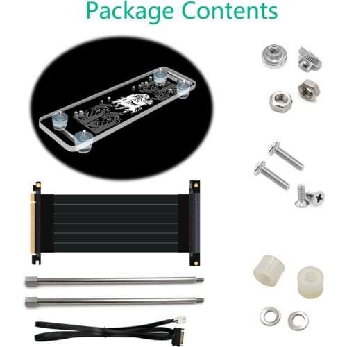 PCI- E 3.0 16X Graphics Card vertical kickstand/base with RGB LED Light and PCI-E Extension cable for DIY ATX case