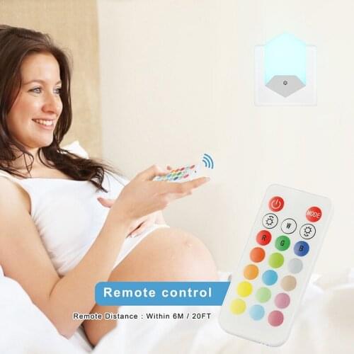 Plug-In 16-Color LED Night Light For Remote Control RGB Night Light For Baby Room Corridor Bedroom