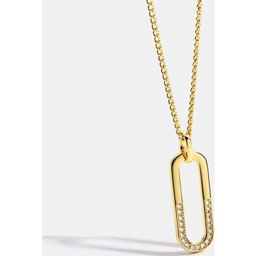 Hot Brand simple design sense geometric diamond necklace female ins style fashion pendant jewelry gift rectangular wedding