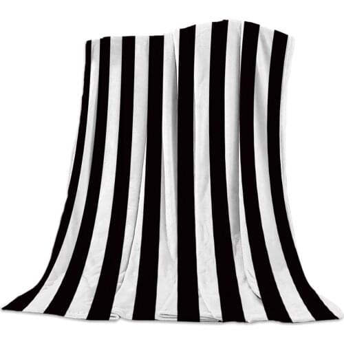 Simple Black And White Stripes Bedspread Blankets Coverlet Blanket Flannel Fleece Hypoallergenic Micromicrofiber Decorative