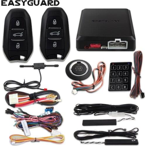 EASYGUARD PKE car alarm system with remote engine start smart key push button start touch password keypad auto lock unlock
