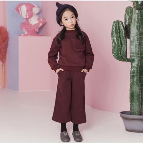 Warm Thick Spring Fall Winter Kids Toddler Teen Girls Clothing Set Long Sleeve Shirts + Pants 2 Pieces Child Clothes Sets JW4394