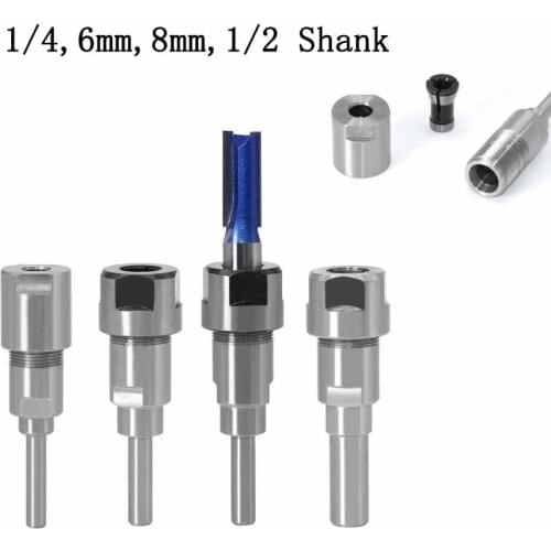 1/4 "8mm 12mm 1/2" Shank Router Bit Extension Rod Converter Collet Engraving Machine Accessories For Wood Milling Cutter