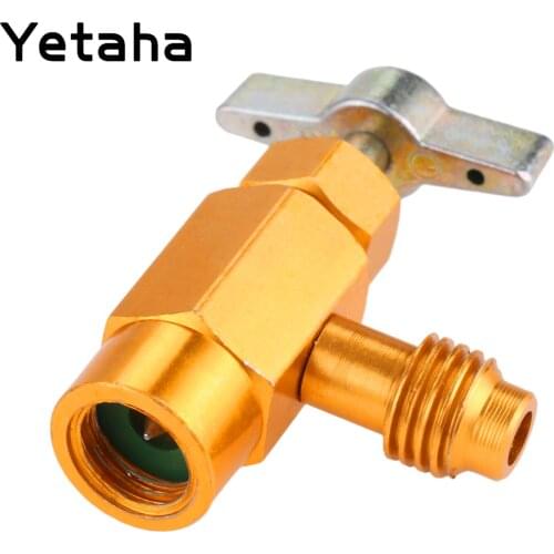 Yetaha 1Pcs R134A Refrigerant Bottle Opener Can Tap Dispensing Valve 1/2 ACME Brass Threaded Adapter