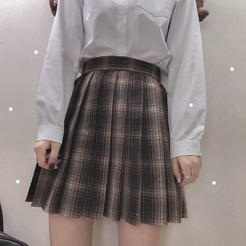 Popular All-match Womens Plaid Mini Skirt Long A-line Skirt Spring Summer Autumn Japanese Girl Style JK 5 Colors