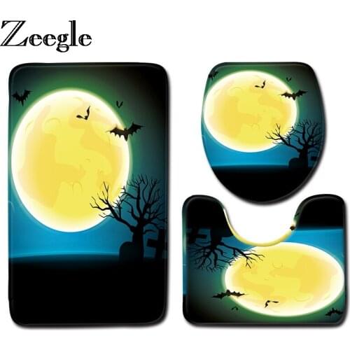 Zeegle Halloween Carpet For Bathroom 3Pcs Bathroom Mat Bath Rugs Absorbent Bathroom Floor Mats Bathroom Rug Set Shower Mat
