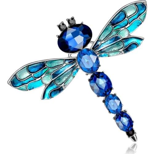 Vintage 3 Colors Crystal Rhinestone Dragonfly Brooches For Women Cloth Brooch Pins Jewelry Accessories Gift Girls Jewelry