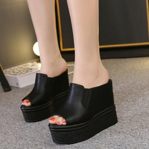 13cm Wedges Heels Platform Shoes for Women Summer Slipper Woman Beach Sandals Women Slippers Sexy Mule Platform Sandal 2020 Shoe