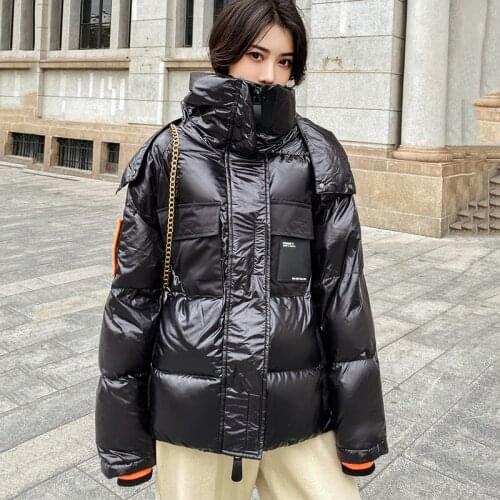 Womens Short Down Jacket winter New Stand-up collar Hooded White Duck Down Outerwear Thicken Warm Parka Overcoat Abrigo Mujer