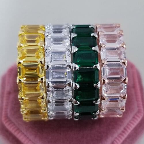 Luxury real 925 sterling silver wedding band eternity Ring for women bridal anniversary Valentines Day gift jewelry R4619