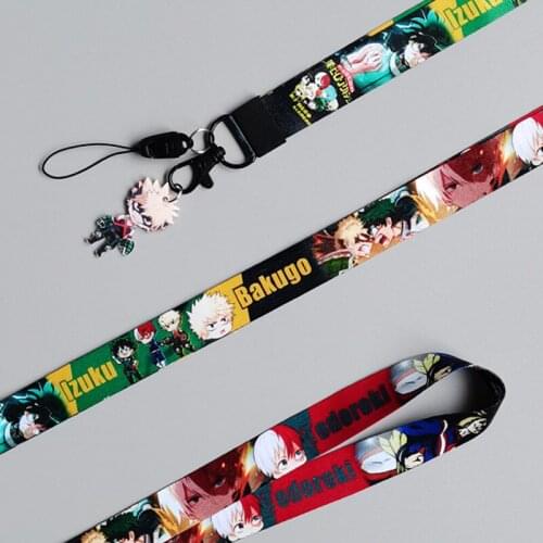 1 Pcs New Anime My Hero Academia Lanyards Figure Boku No Hero Academia Neck Strap Lanyard Keychains Badge Holder Hand Rope Toys