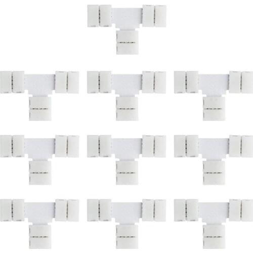 10mm 5050 4PIN RGB LED Strip Connector L T + Shape Solderless Snap Down 4 Conductor Right Angle Corner Clip For RGB LED Strip