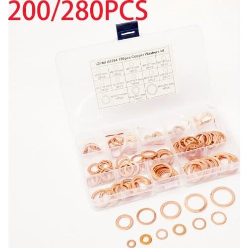200PCS Copper Sealing Solid Gasket Seal Ring Flat Copper Washer Sump Boat Crush Flat Seal Ring Tool Hardware Accessories