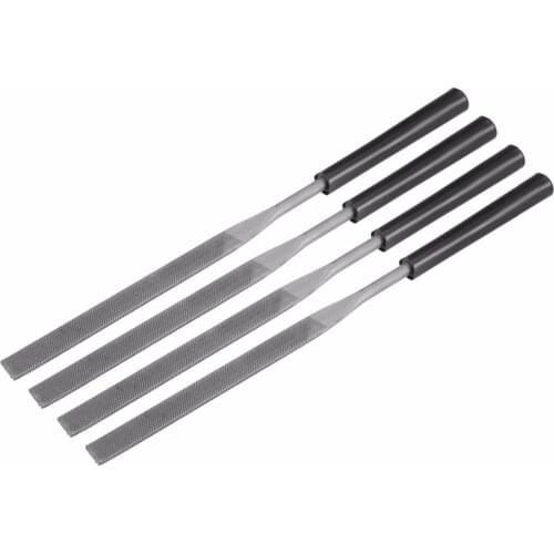 Uxcell Hot Sale 4 Pcs Second Cut Steel Flat Needle File with Plastic Handle, 4mm x 160mm