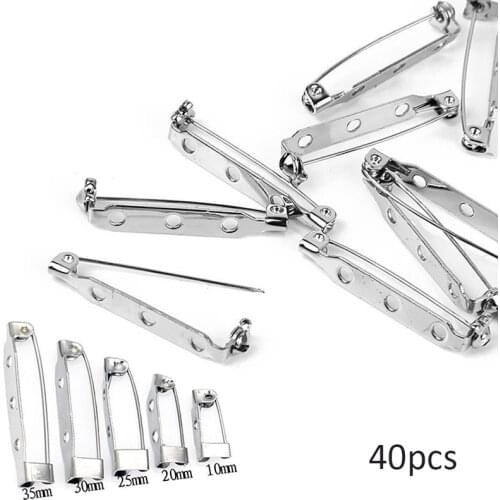 40pcs Iron Metal Brooch Base 20mm 25mm 30mm with Safety Brooches Pin for Jewelry Making Diy Charms Holder Apparel Supplies