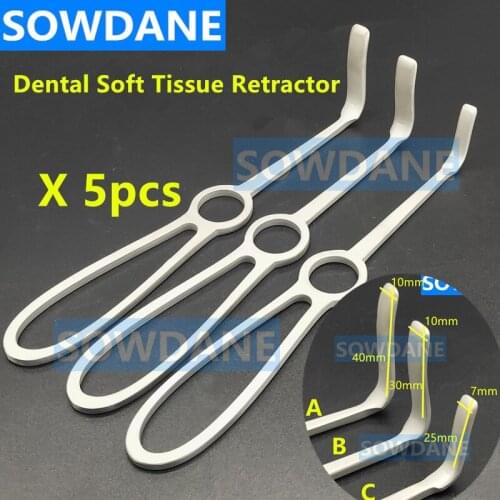 5 pieces Dental Implant Soft Tissue Retractor Cheek Retractor Tissue Surgery Retractors Stainless Steel Surgical Instruments