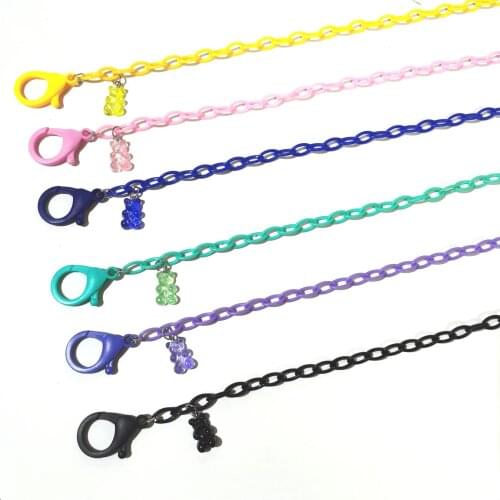 58cm Candy Color Bear Mask Lanyard Acrylic Adjustable Length Mask Chain Portable Mask Jewelry Anti-lost Chain Lanyard