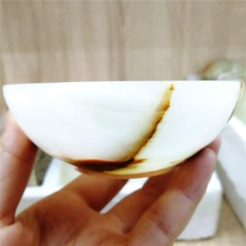 95mm Beautiful Chinese Hand-carved Afghanistan Jade Bowl Jade Cup Natural Gemstone White Jade Gift