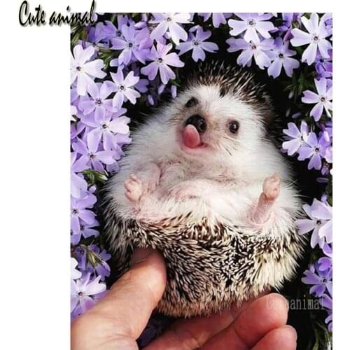 Diy 5D Diamond Painting Flower Hedgehog Cute Animal Diamond Mosaic Home Decoration Embroidery Pattern Handmade New Year Gift