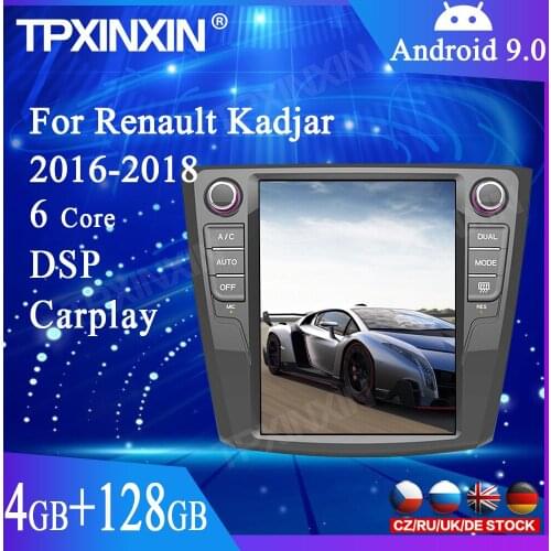 Android 9.0 4+128G For Renault Kadjar 2016-2019 Tesla Style Car GPS Navigation Head Unit Multimedia Player Radio Tape Recorder
