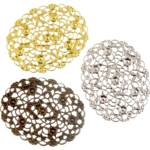 Free shipping 10Pcs Antique Bronze/Silver/Gold Color Metal Filigree Wraps Connectors Crafts Decoration DIY Findings 40x50mm