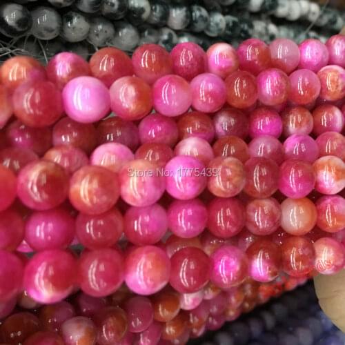 Free Shipping Natural Stone 6 8 10 12MM Red Pink Colorful Jadee Loose Beads Pick Colors For Jewelry Making
