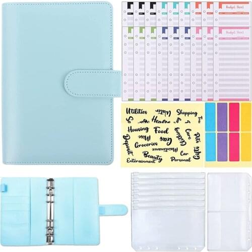 Budget Binder A6 PU Leather Notebook Binder for Budgeting 6 Ring Cash Envelope Binder perfect for Home,Office,Meeting