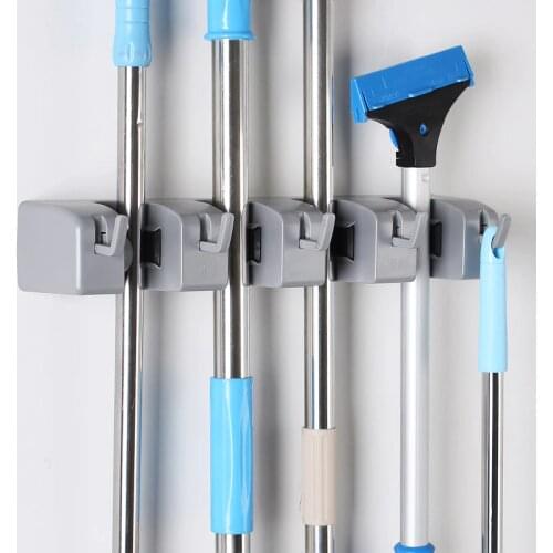 Broom and mop holder wall mounted Storage cleaning Tools Commercial Mop Rack closet organizer tool hanger for Kitchen Garden