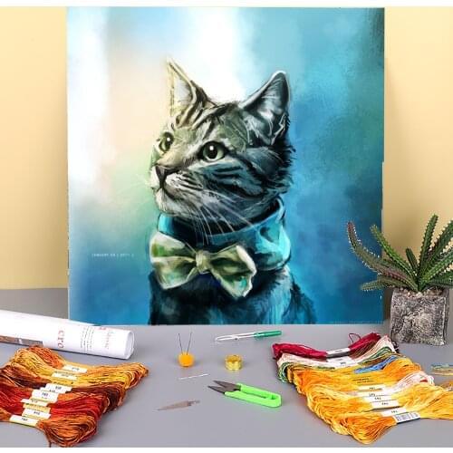 Doodles Printed 11CT Cross Stitch DIY Embroidery Complete Kit DMC Threads Craft Painting Hobby Sewing Floss Package